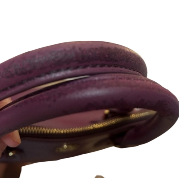 Tory Burch | Robinson Dome Violet Leather Satchel Bag - Discoloration on Handles - Picture 4 of 11